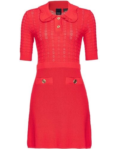 Pinko Pointelle-knit Minidress - Red