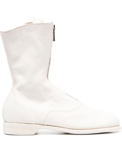 Guidi Round-toe Leather Boots - White