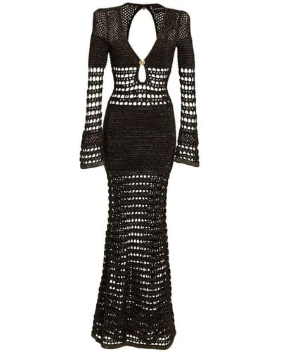 retroféte Elvana Knit Crochet Dress - Black