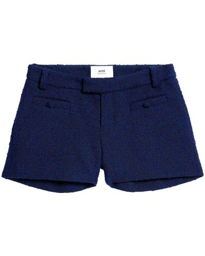Ami Paris Tweed Tailored Shorts - Blue