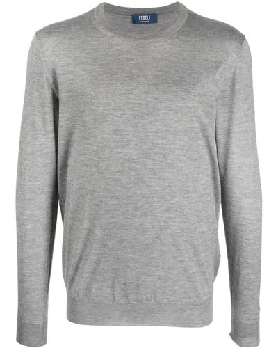 Fedeli Round-neck Fine-knit Jumper - Grey