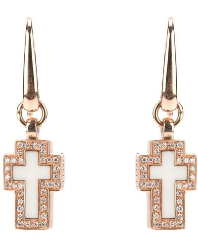 Gavello Cross Diamond Earrings - Metallic
