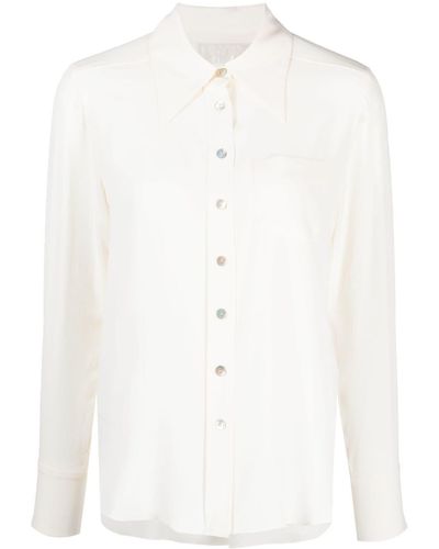 Jane Hemd mit spitzem Kragen - Weiß
