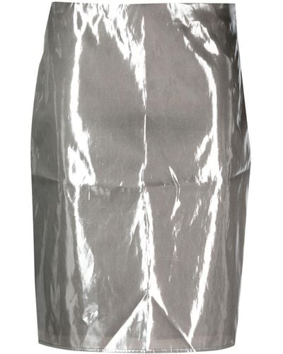 Aspesi Metallic High-waist Straight Skirt - Grey