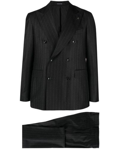 Tagliatore Pinstriped Virgin-wool Suit - Black