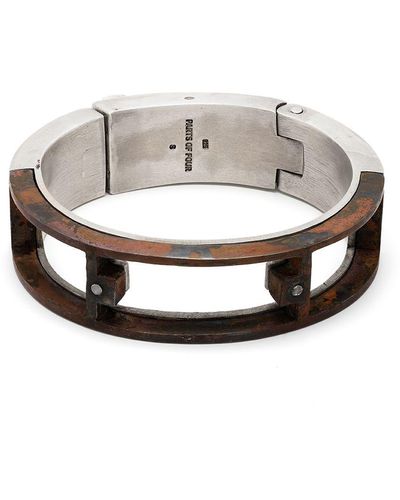 Parts Of 4 Two-tone Distressed Cuff Bracelet - Multicolour