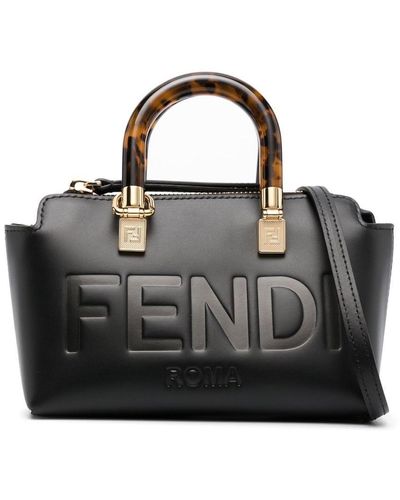 Fendi Bolso shopper con efecto de carey - Negro