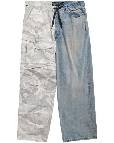 Balenciaga Pantalon ample en jean Grayscale Camo - Bleu