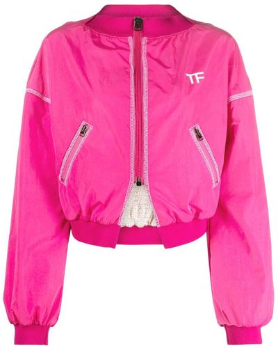 Tom Ford クロップド ボンバージャケット - ピンク