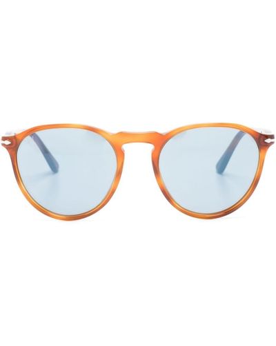 Persol Runde Sonnenbrille in Schildpattoptik - Blau