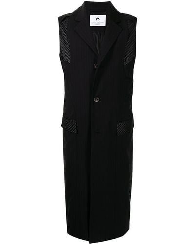 Marine Serre Panelled-pinstripe Sleeveless Overcoat - Black