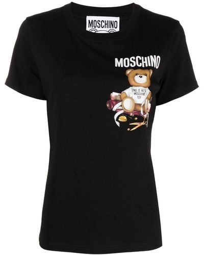 Moschino T-shirt Met Teddybeerprint - Zwart