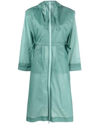 Ganni Manteau oversize zippé à capuche - Vert