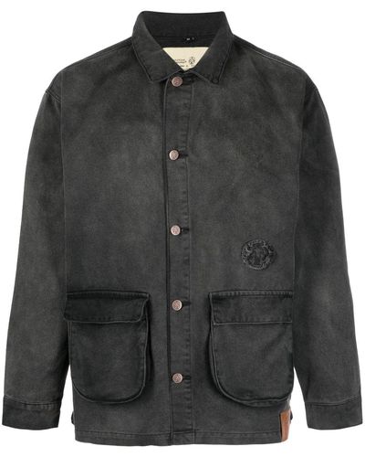 UNTITLED ARTWORKS Washed Cotton Shirt Jacket - Black