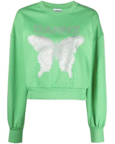 Ganni Butterfly Sweatshirt - Green