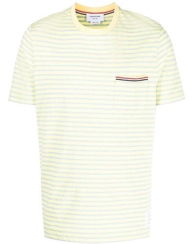 Thom Browne Striped Cotton T-shirt - Natural