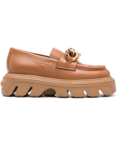Casadei Generation C Leather Loafers - Brown