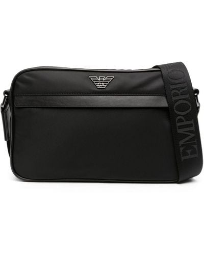 Emporio Armani Schultertasche mit Logo-Schild - Schwarz