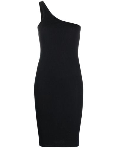 Isabel Marant One-shoulder Cotton Ribbed-knit Minidress - Black