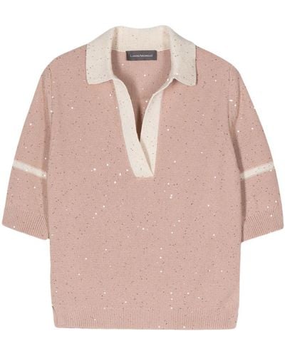 Lorena Antoniazzi Sequin-embellished Knitted Polo Shirt - Pink