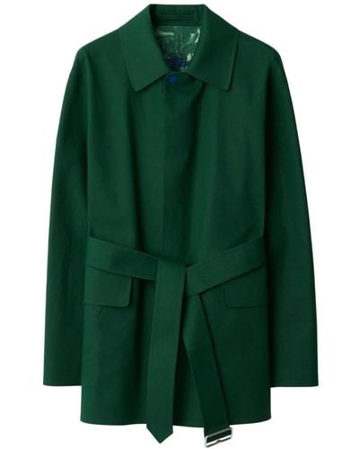 Burberry Manteau en coton à simple boutonnage - Vert