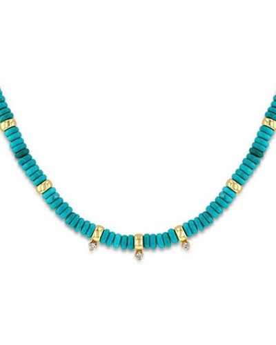 Zoe Chicco Collana Rondelle in oro giallo 14kt con turchese - Blu