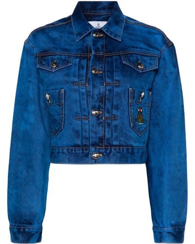 Vivienne Westwood Cropped Denim Jacket - Blue