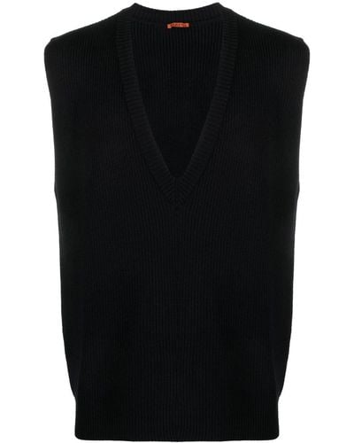 Barena V-neck Ribbed-knit Wool Vest - Black