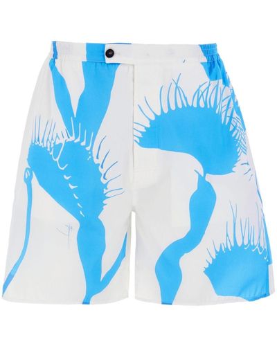 Ferragamo Katoenen Bermuda Shorts Met Print - Blauw