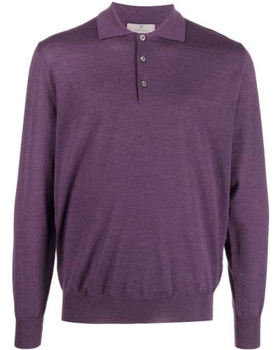 Canali Long-sleeved Polo Shirt - Purple