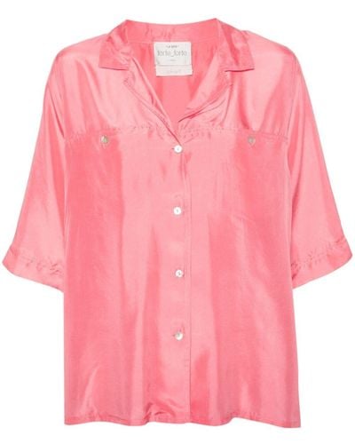 Forte Forte Camp-collar Silk Shirt - Pink