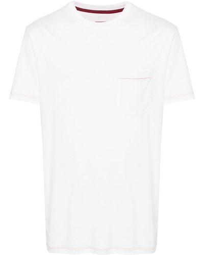 Isaia Jersey-T-Shirt mit Kontrastnähten - Weiß