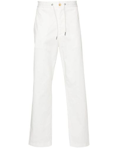 Moncler Pantalon droit à patch logo - Blanc