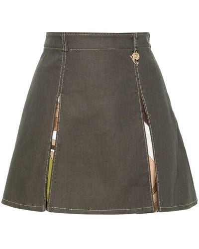 Emilio Pucci Box-pleated Twill Miniskirt - Gray