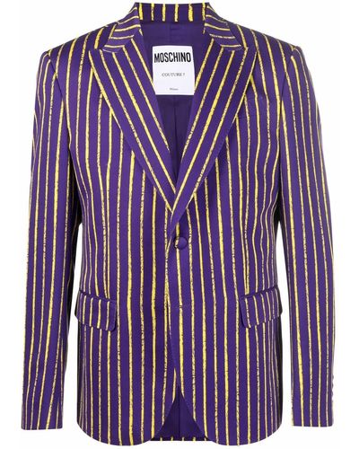 Moschino Striped Single-breasted Blazer - Purple
