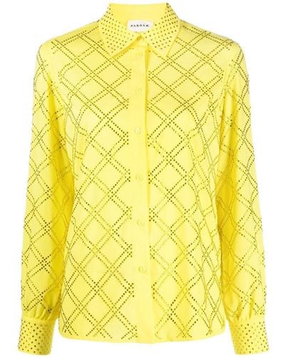 P.A.R.O.S.H. Cut-out Collared Shirt - Yellow