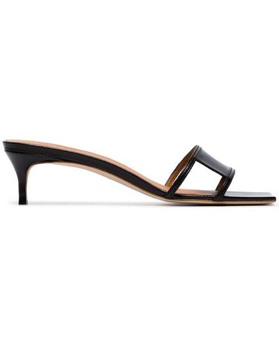 BY FAR Black Virgo 45 Leather Square Toe Cutout Mules