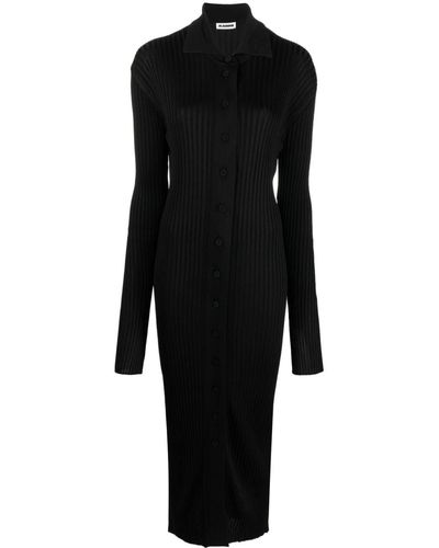 Jil Sander Ribbed-knit Midi Dress - Black