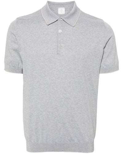 Eleventy Fine-ribbed Polo Shirt - Grey