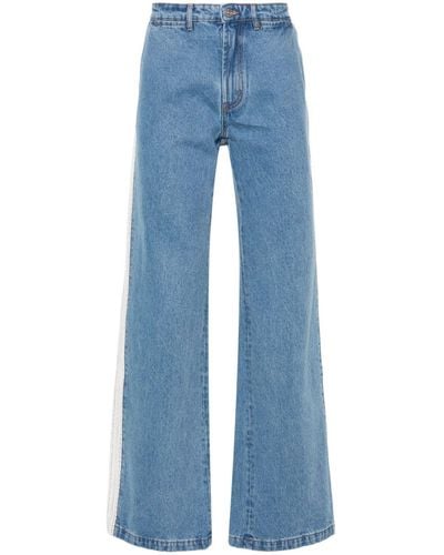 Wales Bonner Weite Jeans mit gehäkeltem Einsatz - Blau