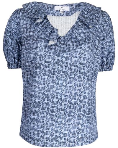 PS by Paul Smith Reflection Check-print Cotton Blouse - Blue