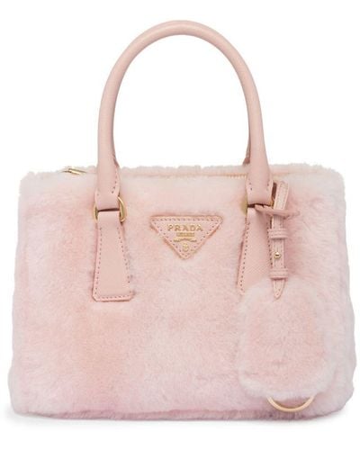 Prada Galleria Mini-Handtasche mit Shearling - Pink