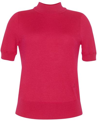 Adam Lippes Logo-embroidered Cashmere Top - Pink