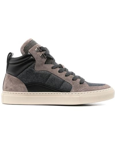 Brunello Cucinelli Panelled High-top Sneakers - Grey