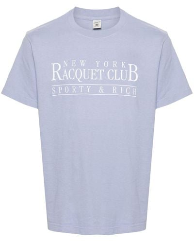 Sporty & Rich Ny Racquet Club Cotton T-shirt - Blue