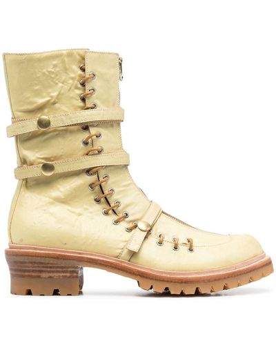 KANGHYUK Leather Strap Boots - Natural