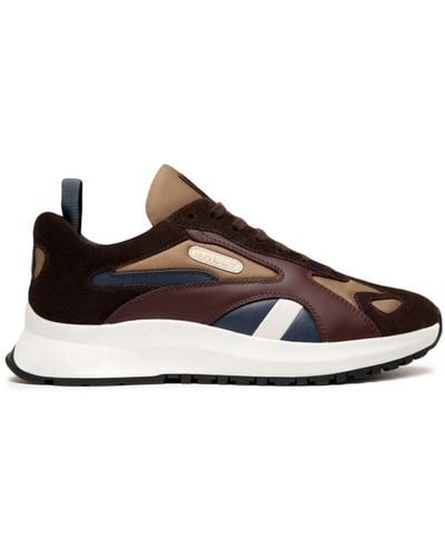 Bally Lace-up Panelled Trainers - Brown