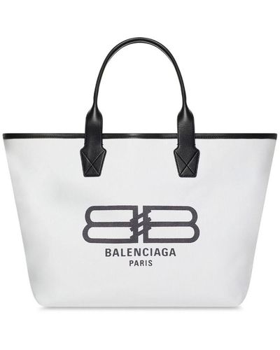 Balenciaga Shopper Met Logoprint - Wit