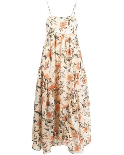 Ulla Johnson Beige Astrid Floral Print Maxi Dress - Women's - Silk/nylon/cotton - Natural