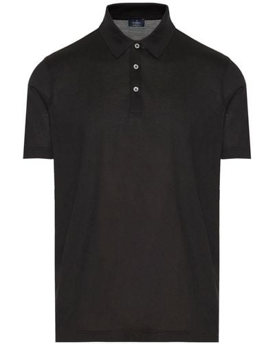 Barba Napoli Mélange-effect Silk Polo Shirt - Black